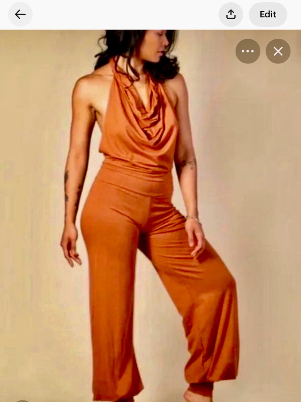 Sleeveless Cowl-Neck Jumpsuit in Red